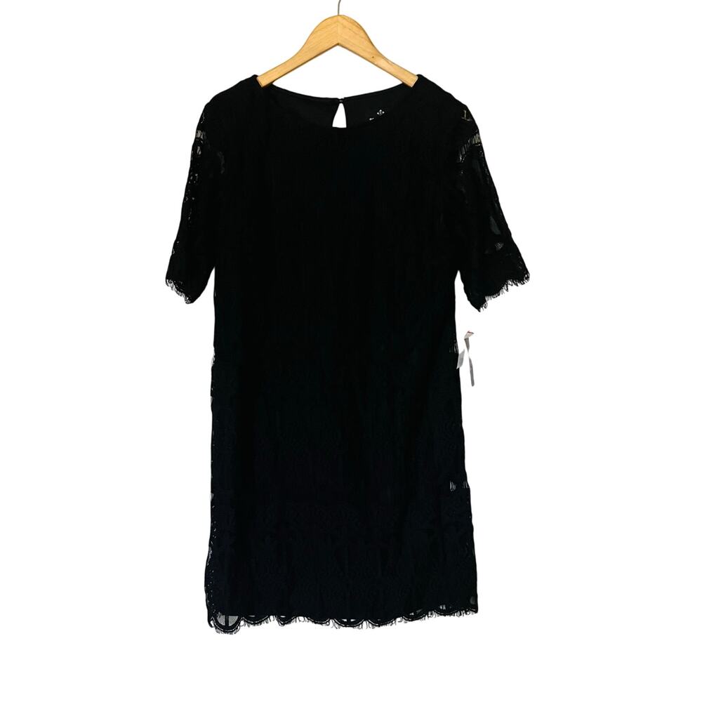 Ronni Nicole Lace Lined Short Sleeve Shift Dress Size 10 NWT Black - Picture 8 of 8